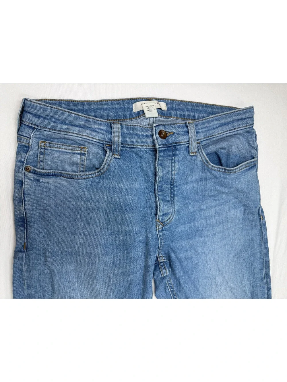 Forever 21 Men's Jeans Straight Medium Wash Solid Denim Mid Rise Size 33 Blue